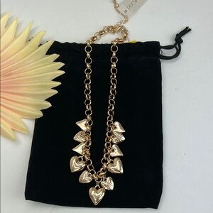 Persimmon Gold Heart Charm Necklace with rhinestones NWT!